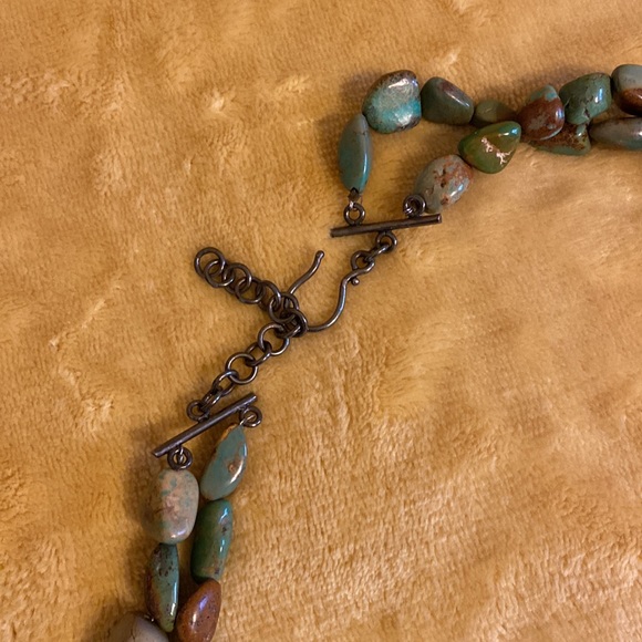 Double Genuine Turquoise Necklace 2 Cross Pendants Cowgirl Western Vintage - Picture 9 of 13